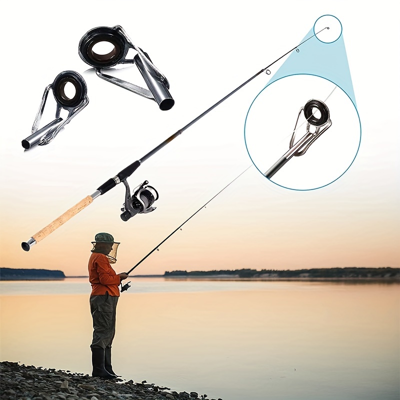 VGEBY 75Pcs Fishing Rod Guide Eye Rings Ceramic Rod Tip Tops Set for Fly  Saltwater Fishing 6/8//10/12/20/25/30# Fishing Rod Repair Kit