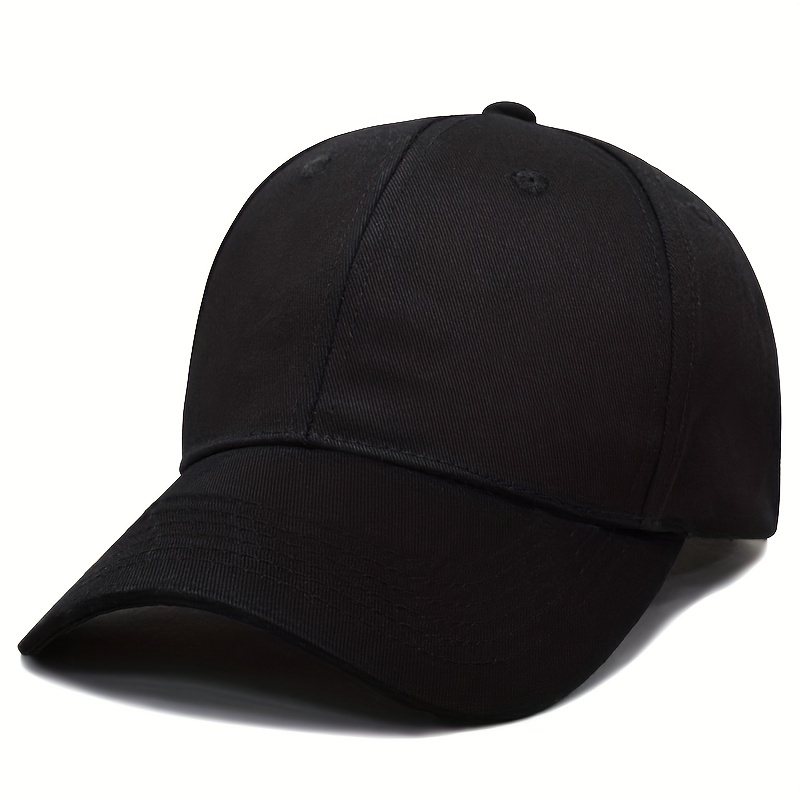 Solid Black Baseball Cap Hat with Adjustable Buckle Back, Unisex