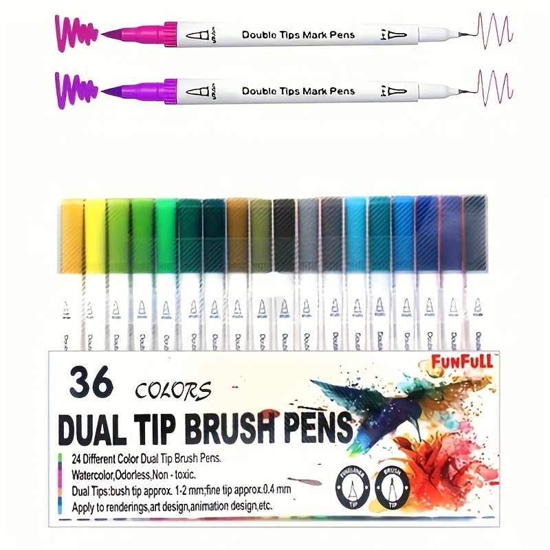 12/24/48/60 color Dual tip Marker Set Dual tip Design - Temu