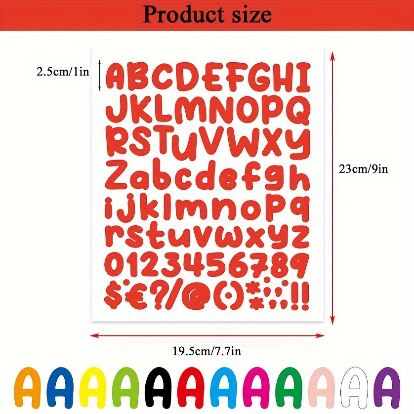 Stickers x146 piezas letras y números escarchado con adhesivos