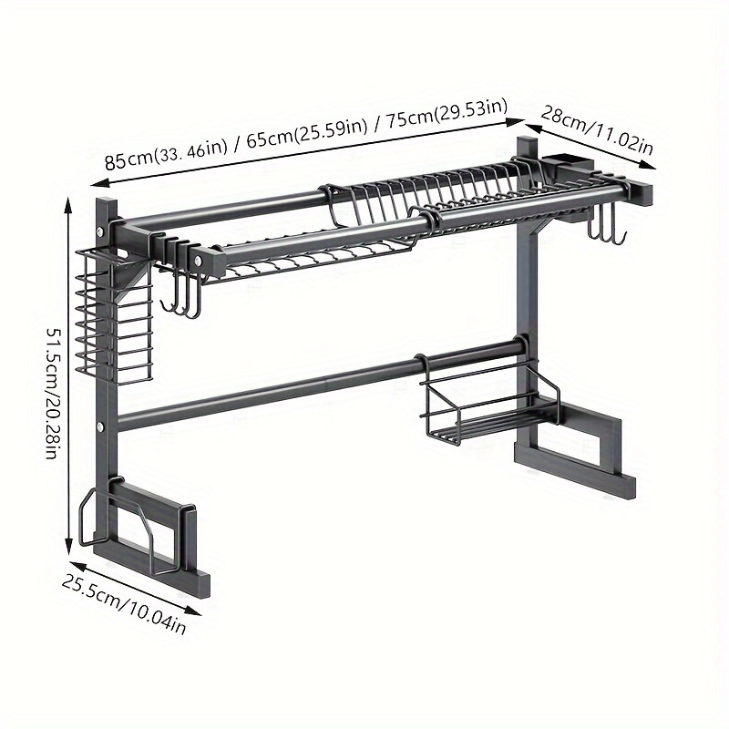 Escurridor Organizador Portaplatos 85cm Estante de Vajilla Cuchillos