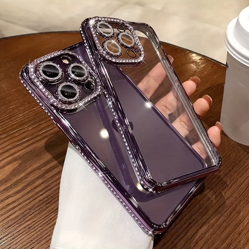 Rhinestone Decor Contrast Frame Clear Phone Case Phone Case Apply To IPhone 14 13 12 11 Pro Max