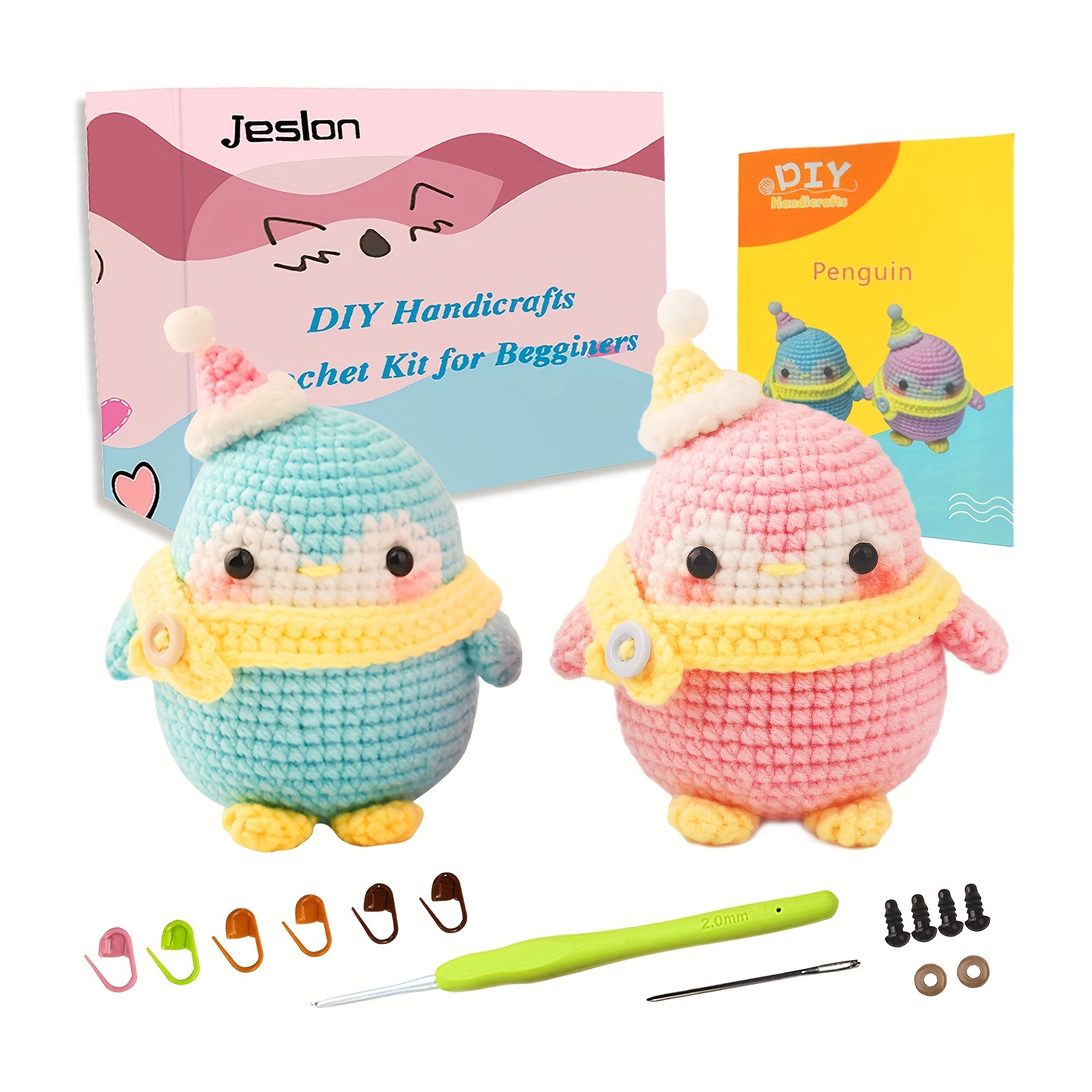 Beginners Crochet Kit Easy Peasy Yarn Cute Christmas Penguin - Temu