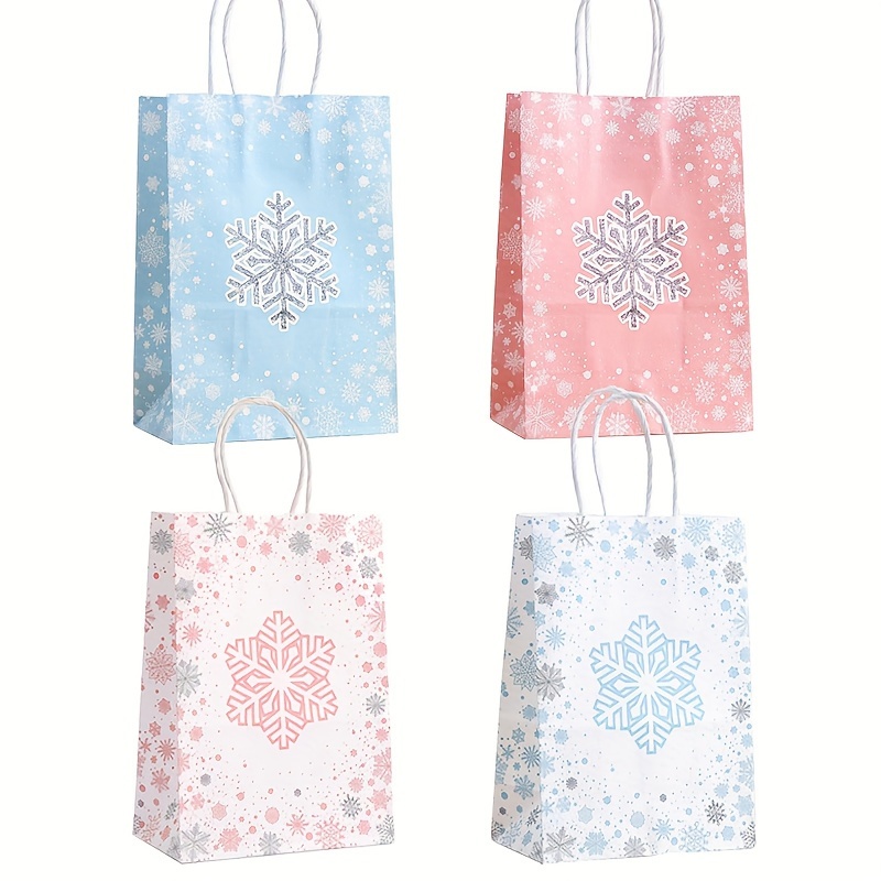 20Pcs Snowflake Party Favors Bag, Winter Frozen Non-Woven Candy Treat Bags,  Winter Theme Goodie Gifts Tote Bags for Kids Snowflake Holiday Party