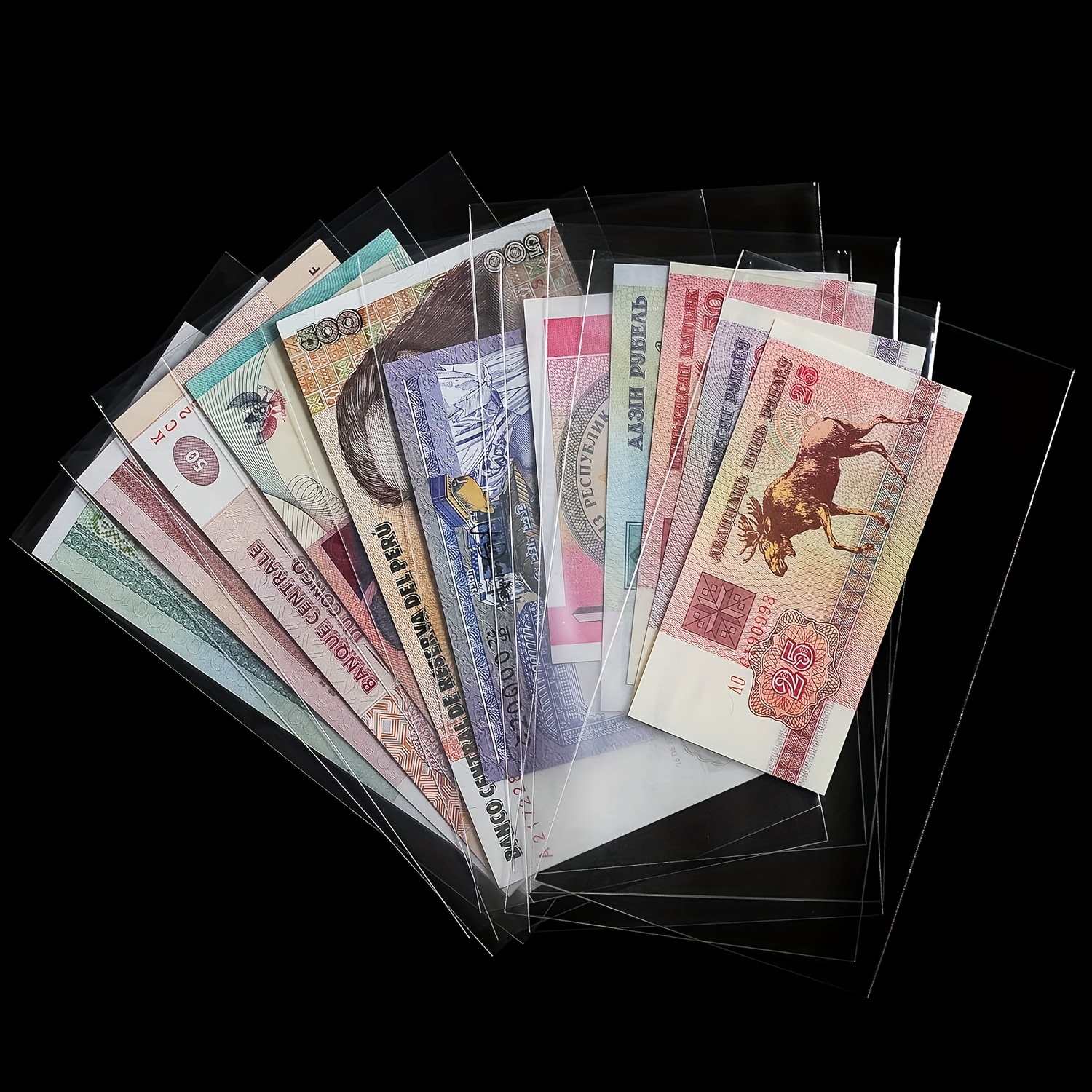 Fundas para monedas transparentes de plástico PVC. 50 x 50 mm. Paquete de  100 unidades