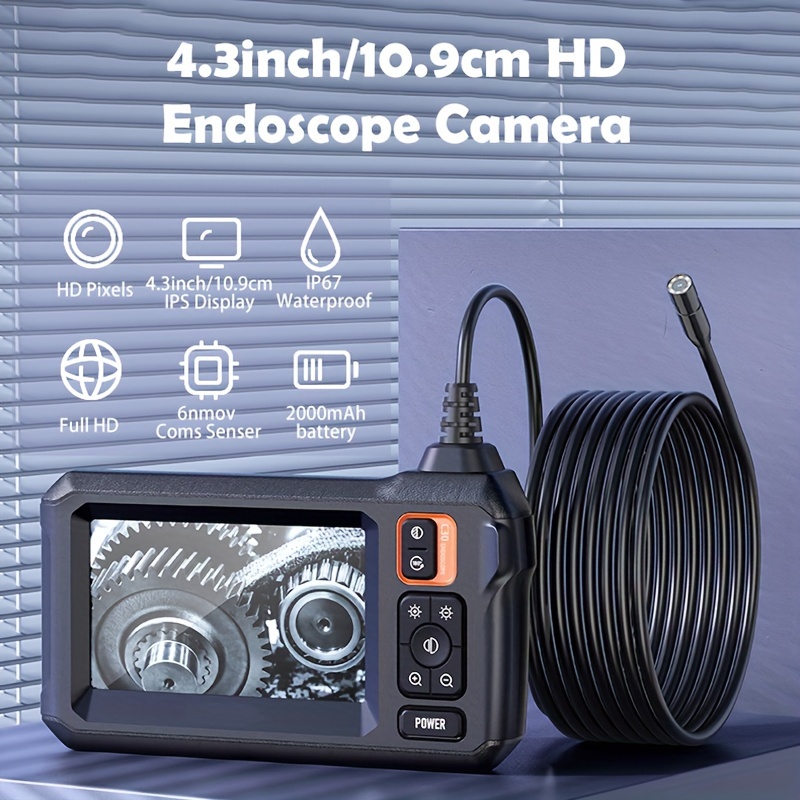 Caméra endoscopique avec lumière, caméra d'inspection pour câble  semi-rigide de 10 m, endoscope de