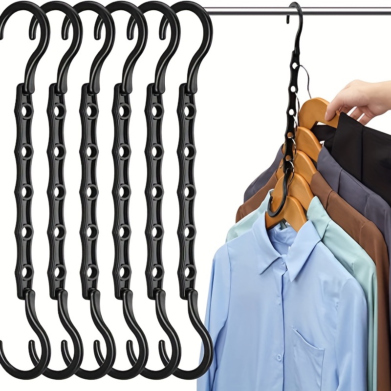 Sindax Space Saving Hangers Telescopic, 6 Holes Clothes Hangers Adjustment  to 9 Holes, Upgraded Sturdy Metal Clothes Hangers Space Saving for Heavy