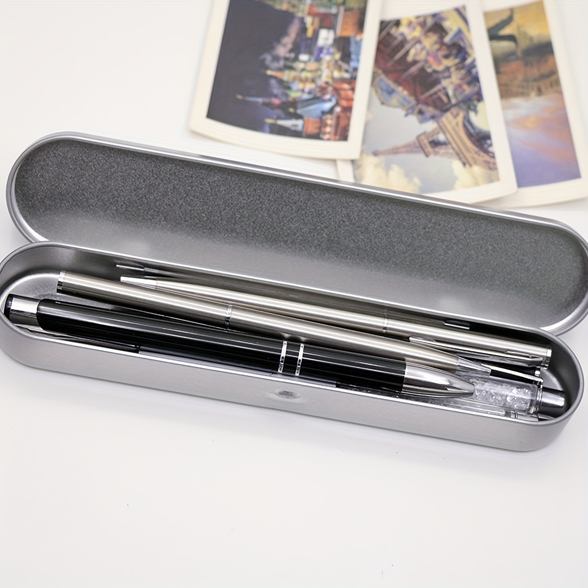 

5pcs Portable Metal Pencil Case Durable Tinplate Stationery Box Student Supplies Organizer Suitable For Stationery, Pencil Steel Note Pen, Brush And Axe Knife Fishing Tools And Other Gadgets