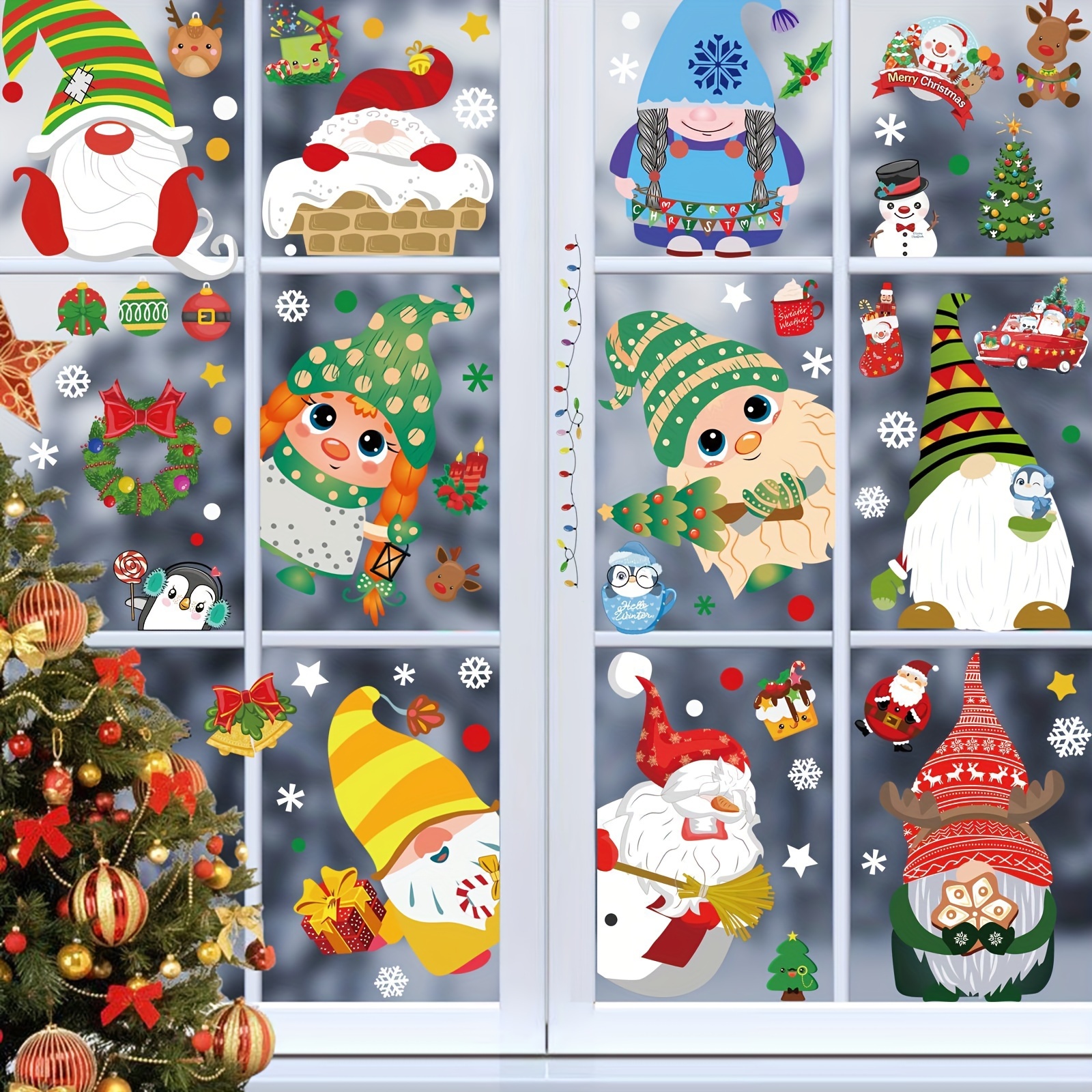 Waterproof Christmas Tree Design Snowflake Sticker Glass - Temu