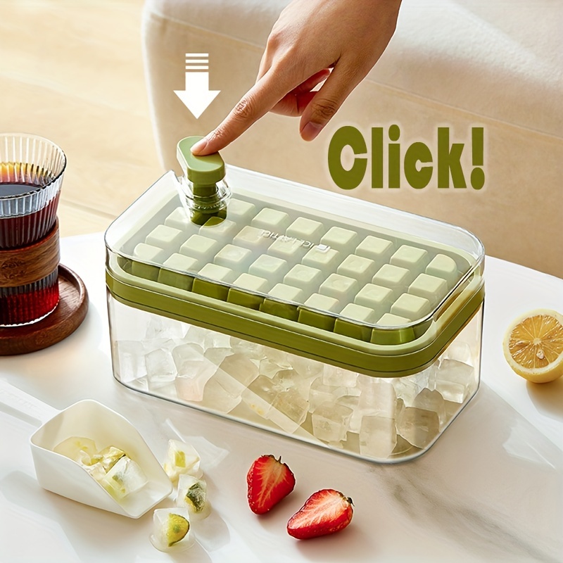 1 pc,Double-layer Ice Cube Tray, 64 Grids Silicone Ice Cube Tray With Lid &  Bin, Ice Cube Mold For Freezer, Easy Release & Save Space,Ice Maker For  Freezer With Container, Large