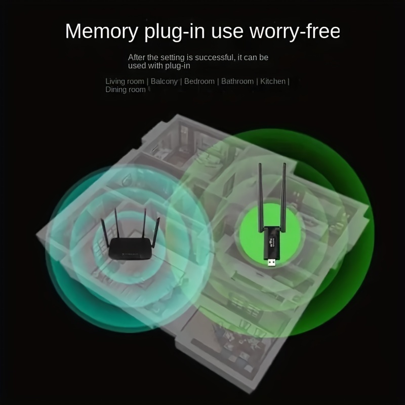  Nineplus Adaptador WiFi USB inalámbrico para PC - 1300