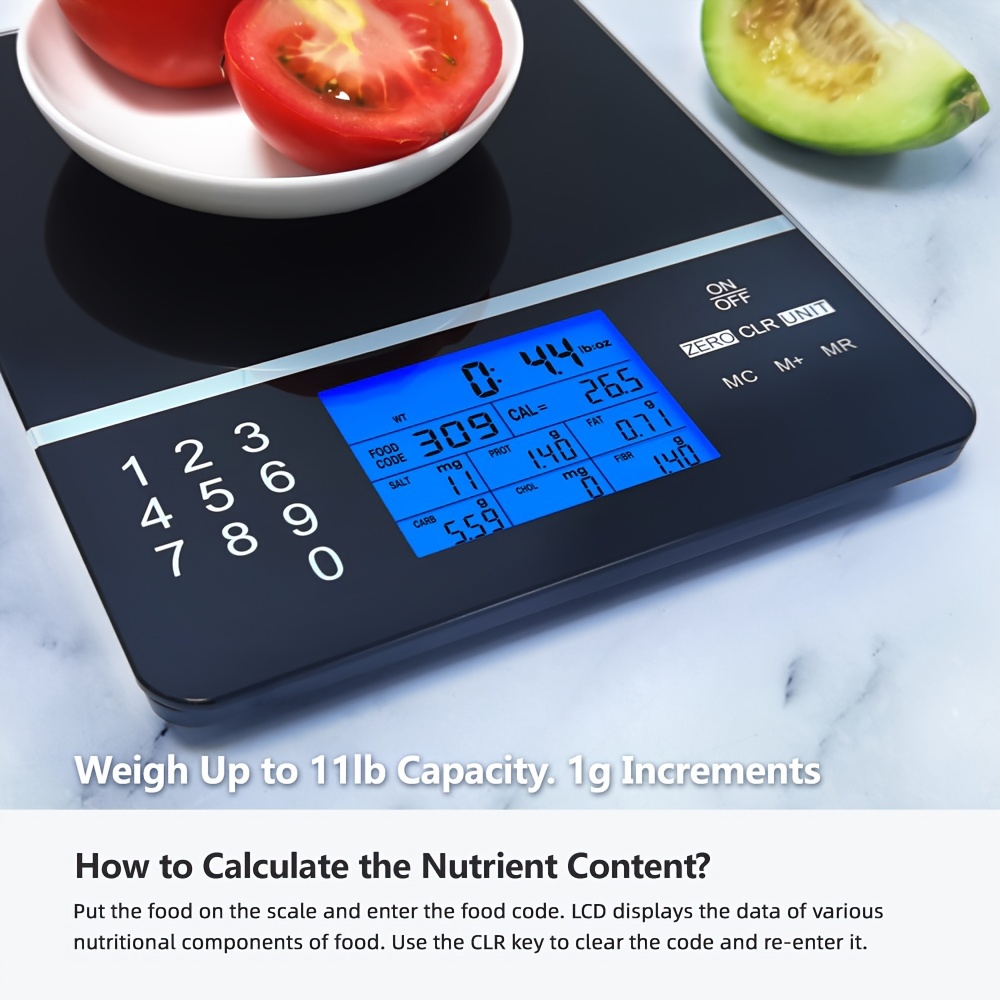 Smart Food Scale - Digital Kitchen Food Scales Weight in Grams and Ounces  with Nutritional Analysis APP, Food Calorie Scale for Weight Loss, Keto