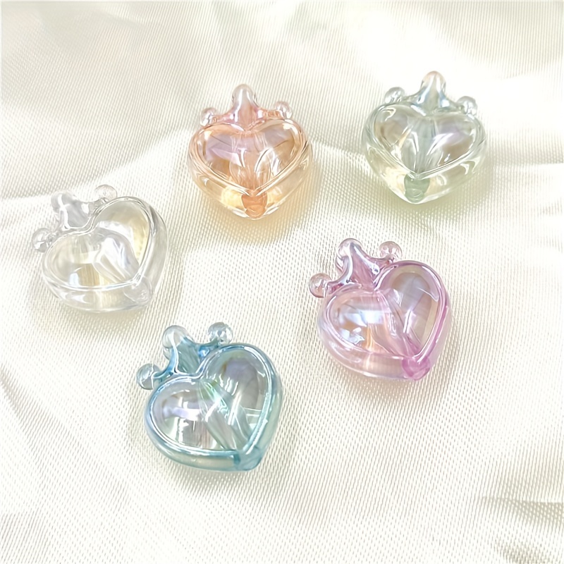 Color Plated Acrylic Vertical Hole Big Peach Heart Beads For - Temu