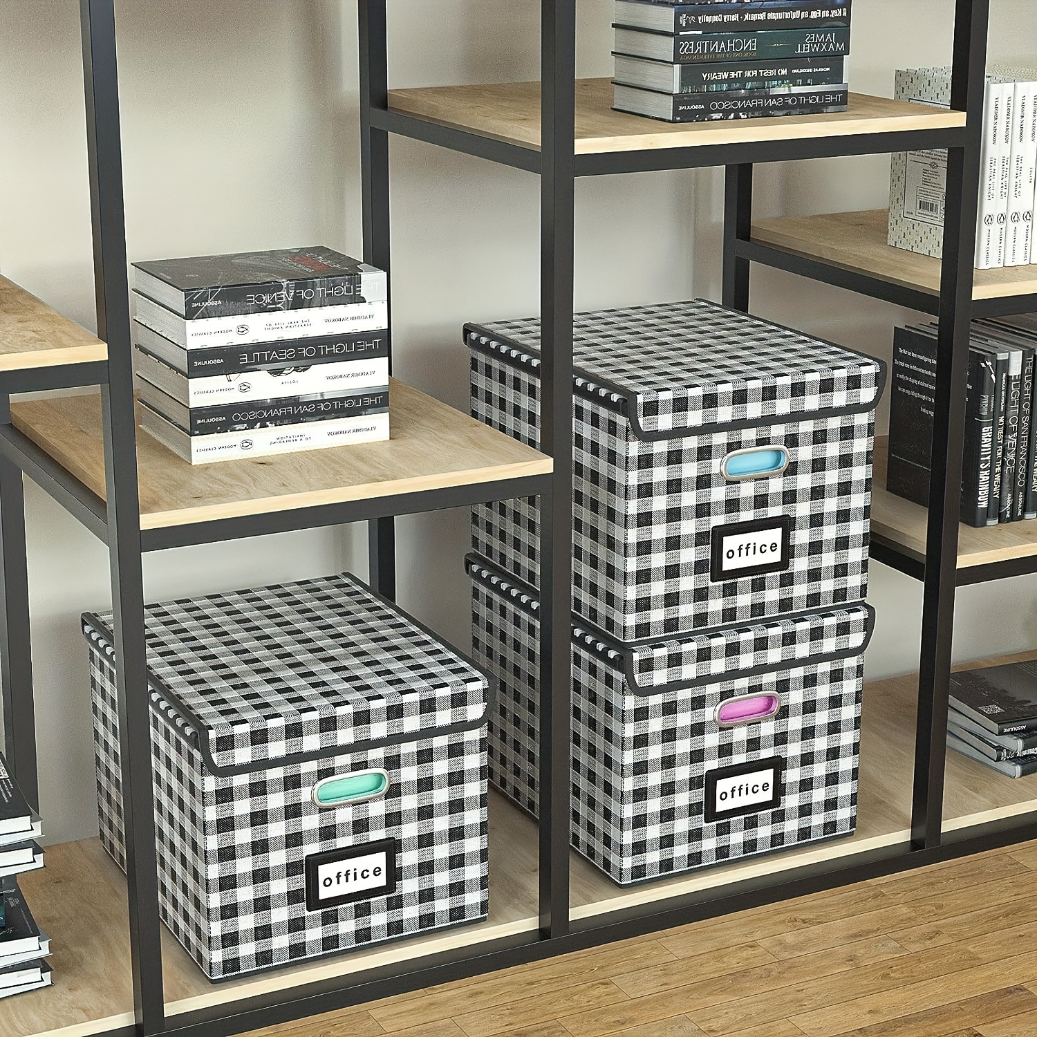 Linen File Box with Lid, Collapsible File Organizer