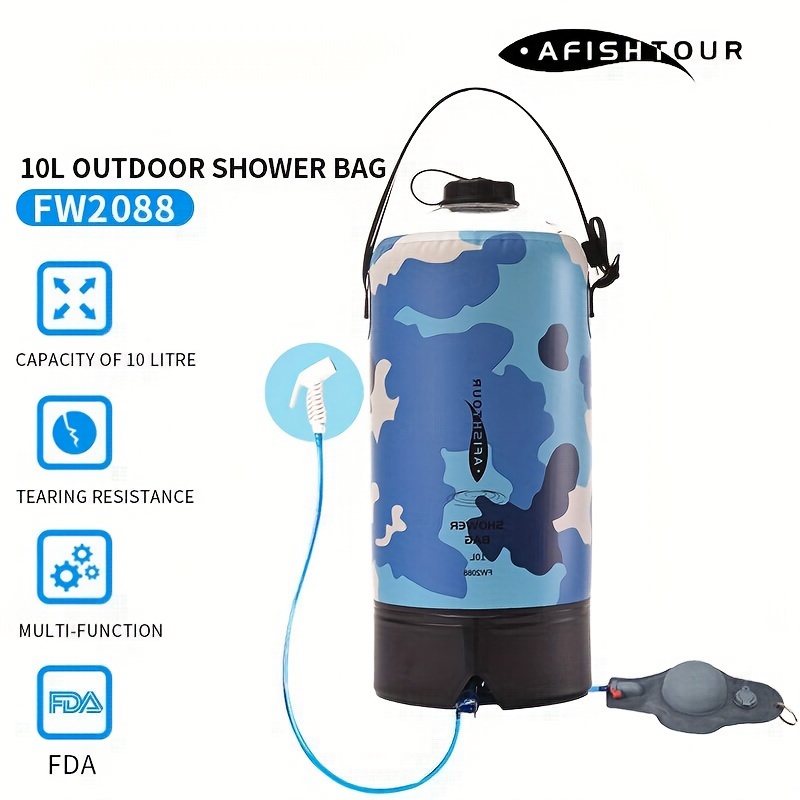 LONGSHENGDA Sac de douche extérieur pliable en PVC avec revêtement de  protection UV Sac d'eau de bain en plein air avec tube en plastique pour  voyage, randonnée, pique-nique : : Jardin
