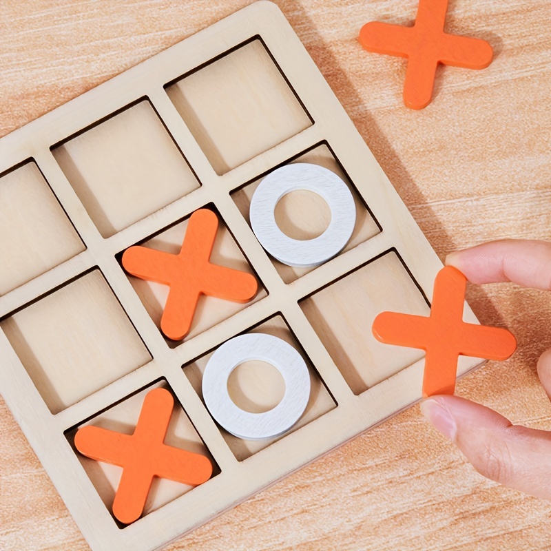 Wooden Tic Tac Toe Board Game XO Chess Parent Child Interaction