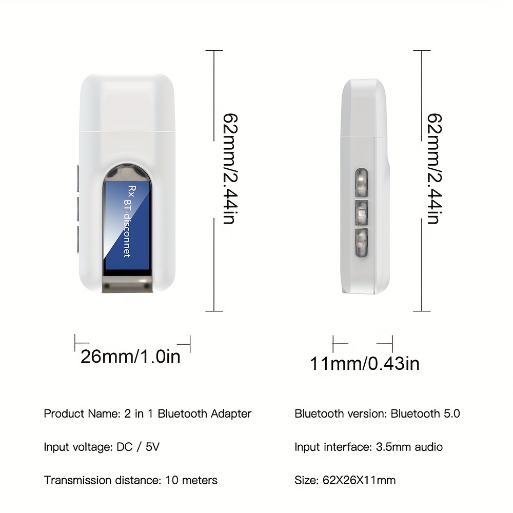 Adaptador Bluetooth 5.0 Emisor Receptor Smart Tv Pc 2 en 1 Pantalla LCD |  Oechsle