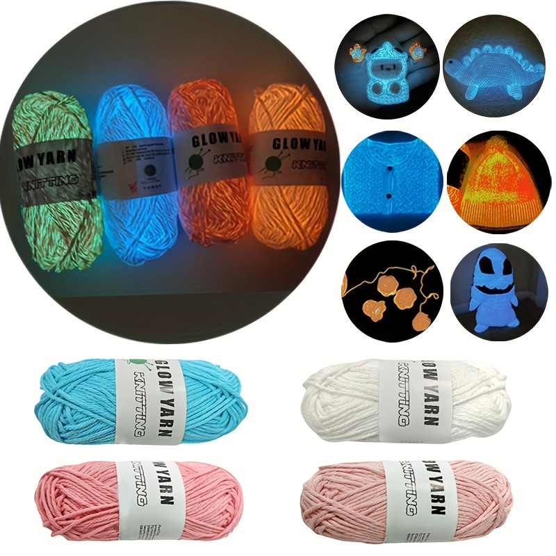  4 Pcs Glow in The Dark Yarn for Crochet Luminous Yarn 55 Yards  Soft Craft Yarn for DIY Crafts Sewing Arts Beginners Crocheting Knitting  Party Supplies, Blue