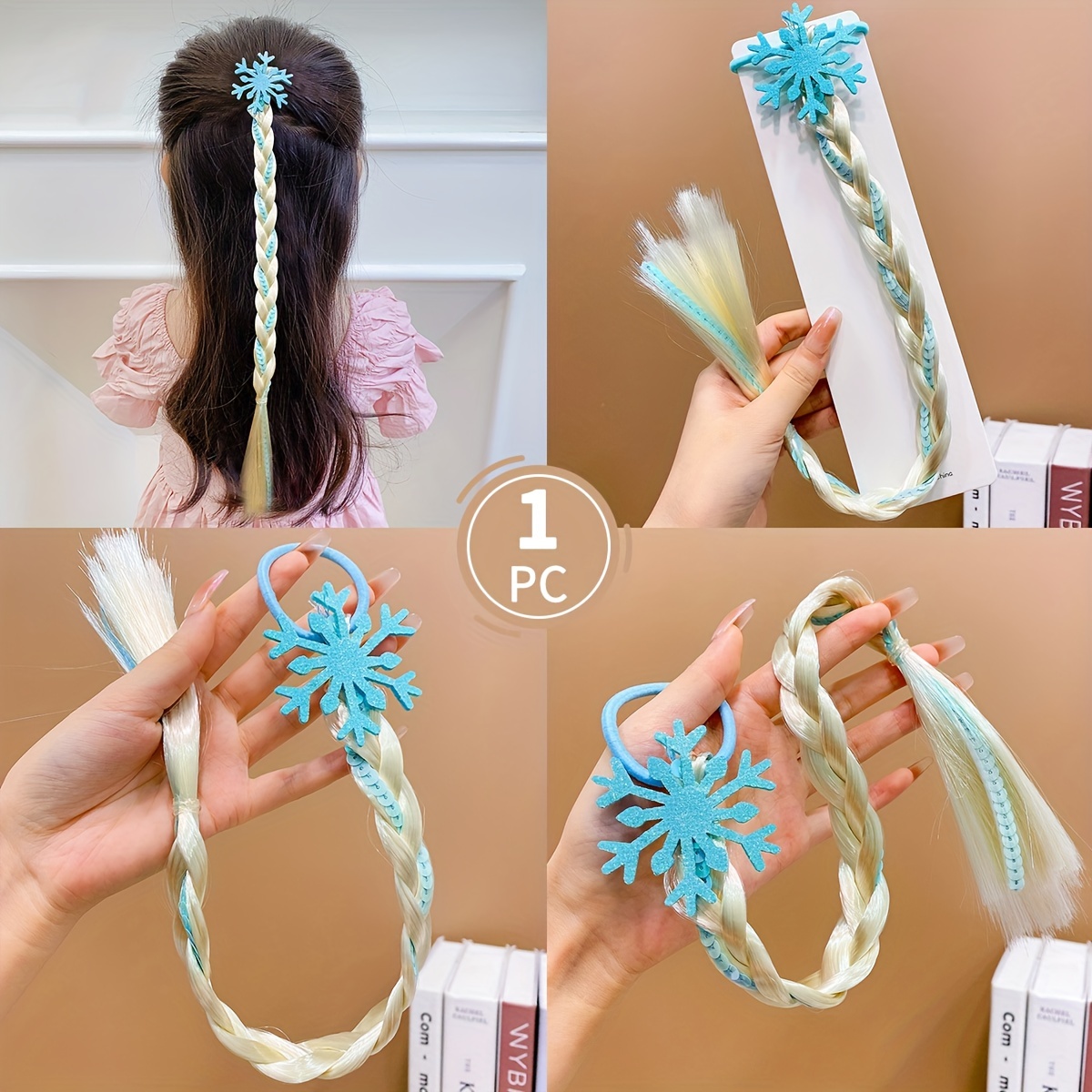 1pc Kids' Braided Hair Clip With Twisted Braid Design And Cartoon  Characters, Colored Princess Braiding Hair Accessory