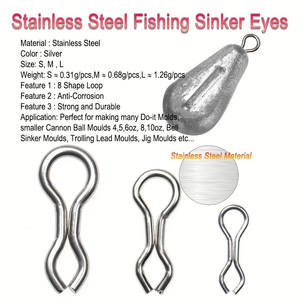 Wholesale SUPERFINDINGS 240pcs Fishing Wire Eyes Sinker Fishing Loops Eyes  Swivels Screw Leads Mould Loops Accessory Stainless Steel for Fishing Tool  