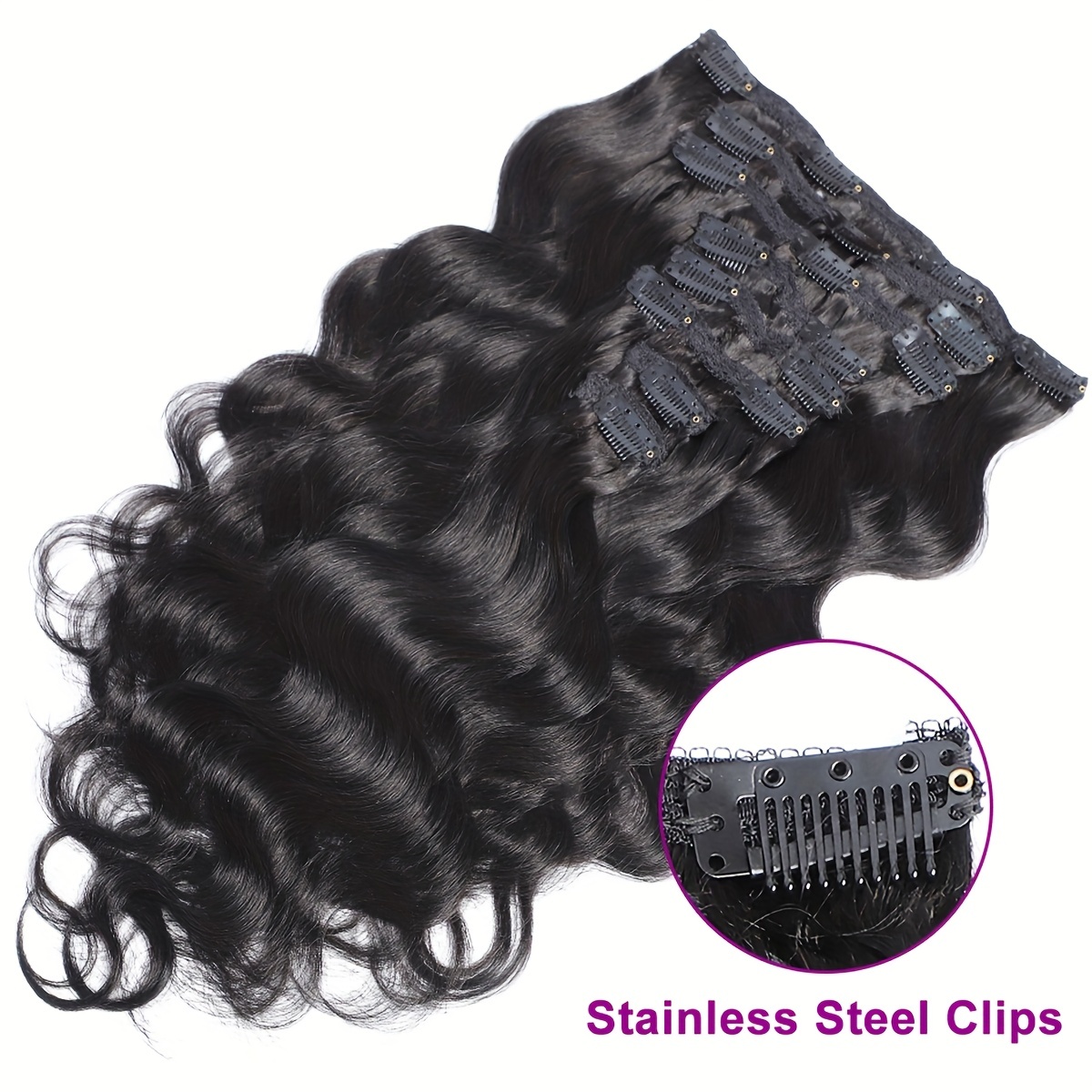 Body Wave Clip in Human Hair Extensions For Black Women Brazilian