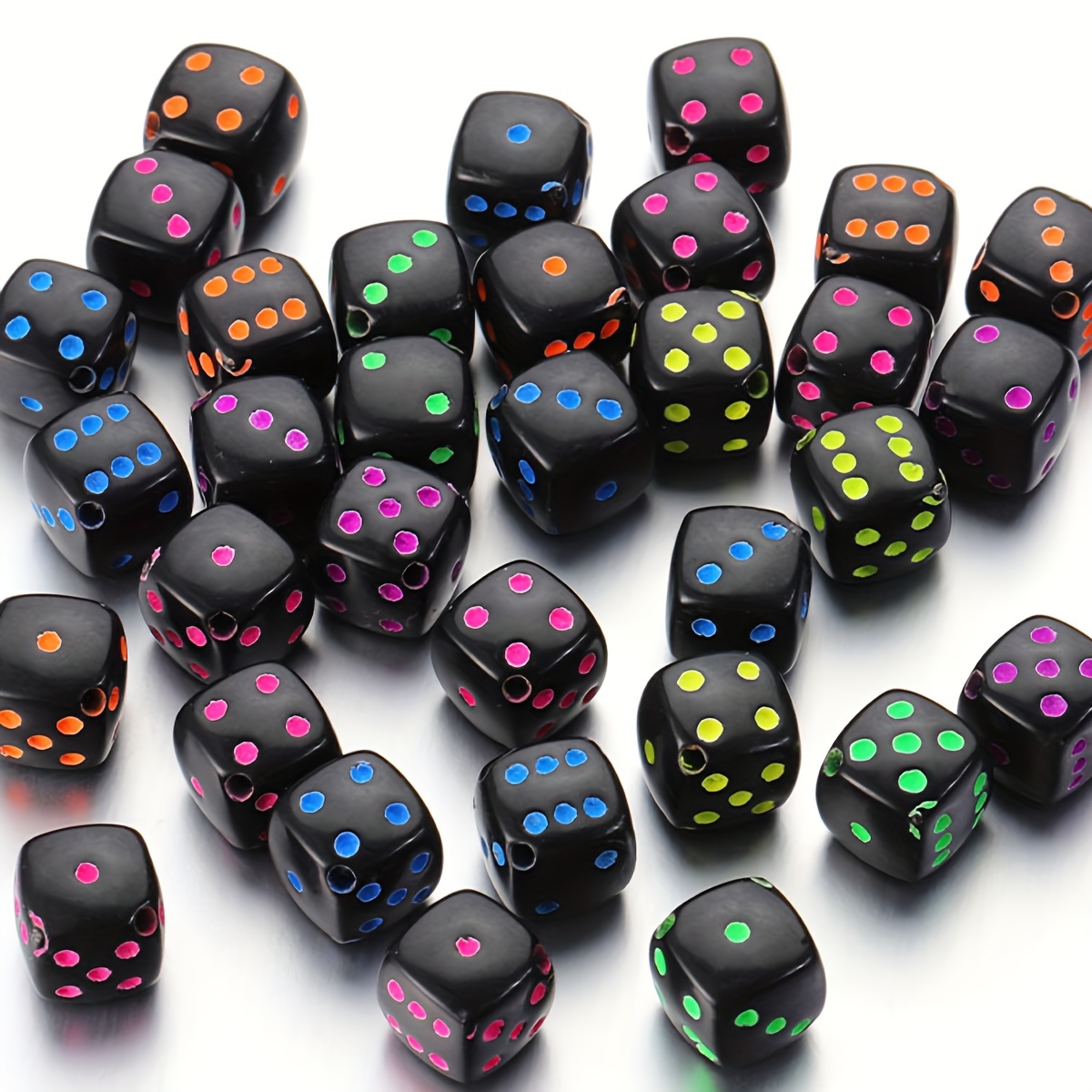 30pcs/lot 8mm Acrylic Colorful Dice Beads Creative Fashion For DIY Bracelet  Necklace Ornaments Children's Toys Accessories Jewelry Making Supplies