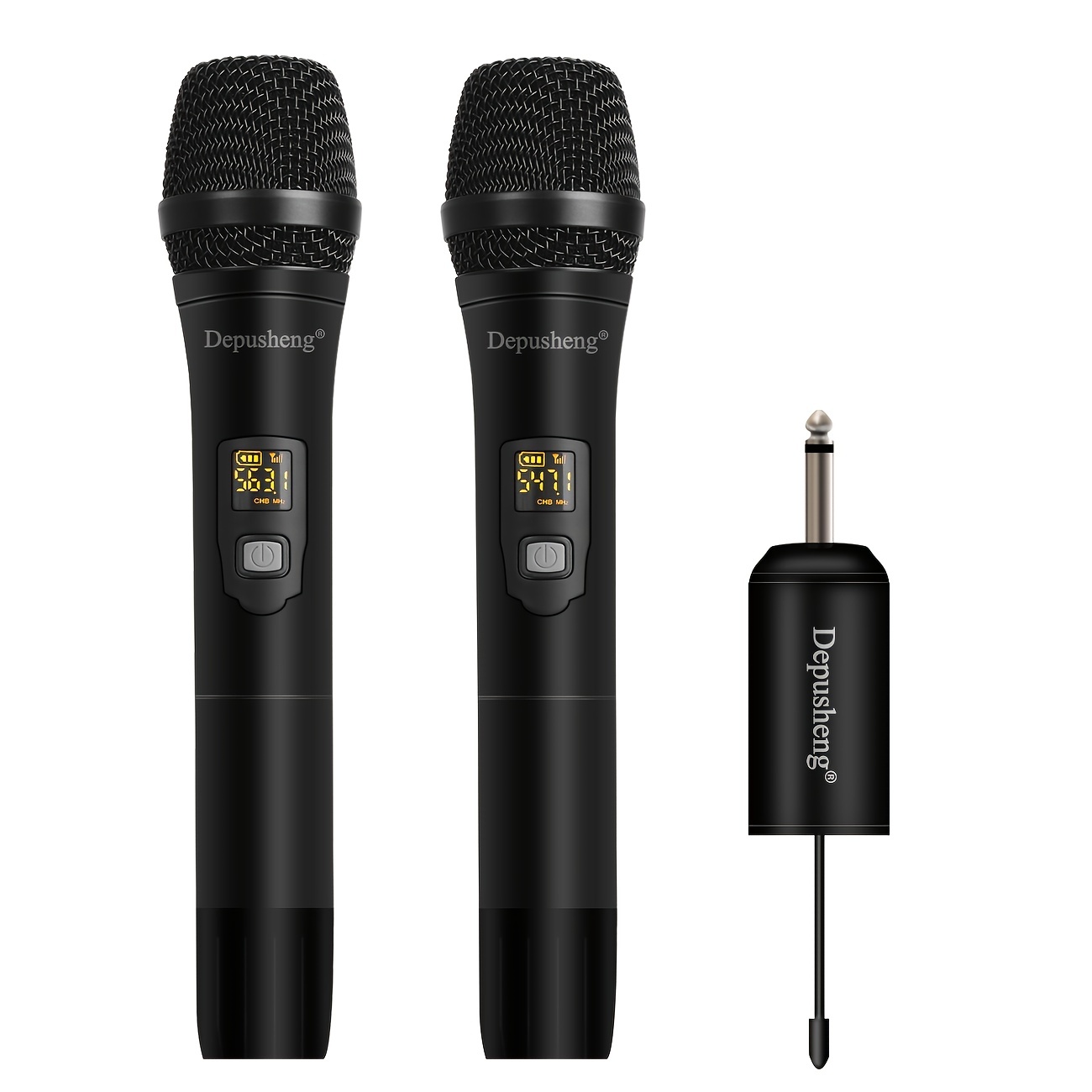 Microphone sans Fil Depusheng W8, Micro karaoké Portable Dynamique en métal  UHF avec récepteur Rechargeable, Sortie 1/4 ＆ 1/8, pour Chant karaoké