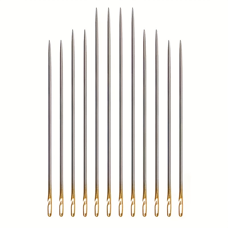 66 Pcs Golden Sewing Needles Self Threading Needles Hand Needles Stitching  Pins Embroidery Hand Sewing Tools 