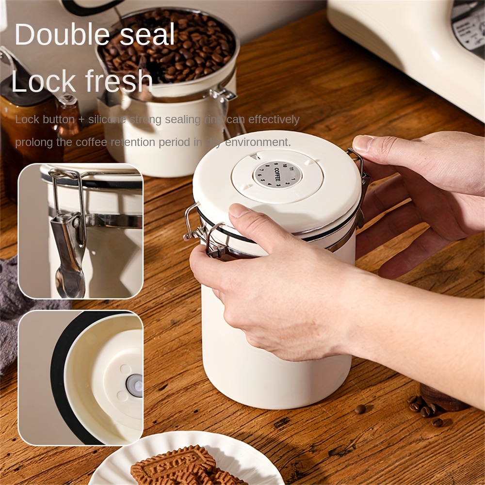 1pc Coffee Canisters, Airtight Stainless Steel Coffee Bean Storage  Container With Scoop And Date Tracker & CO2 Release Valve, Beans, Tea,  Sugar Storag