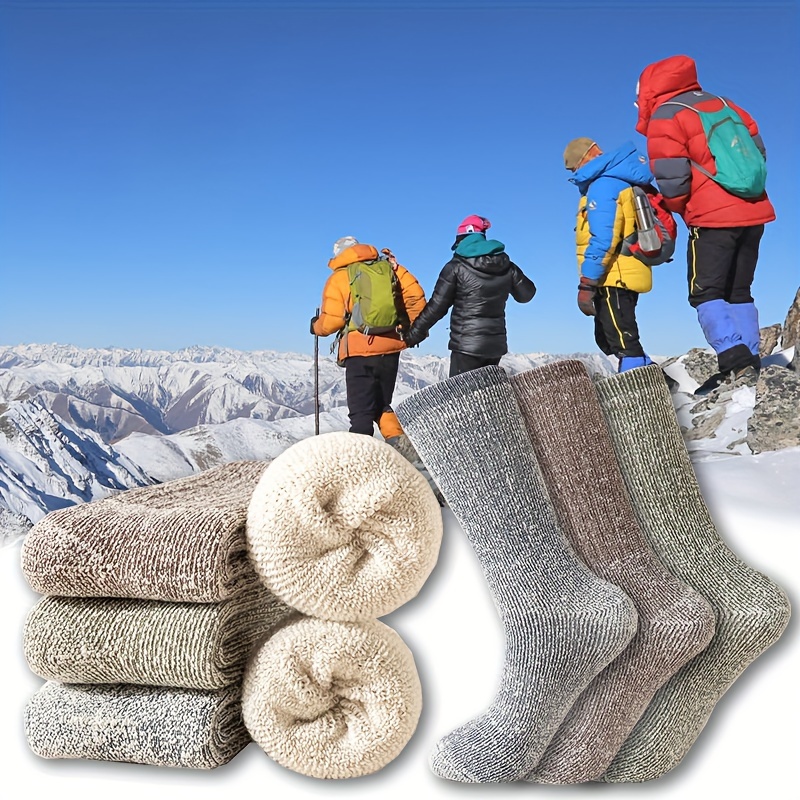 

1 Pair Merino Wool Hiking Socks, Winter Warm Crew Socks For Boot, Antibacterial Sweat-absorbing And Deodorant Socks For Men And Women