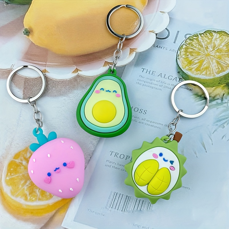 Creative and Cute Avocado Cartoon PVC Keychain Key Bag Car Key