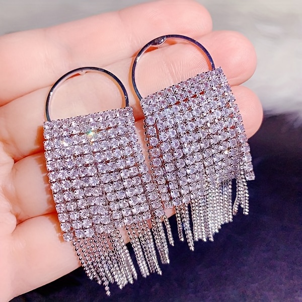 10 pairs lot shiny zircon decor dangle earrings simple luxury style zinc alloy jewelry gift for friends details 11