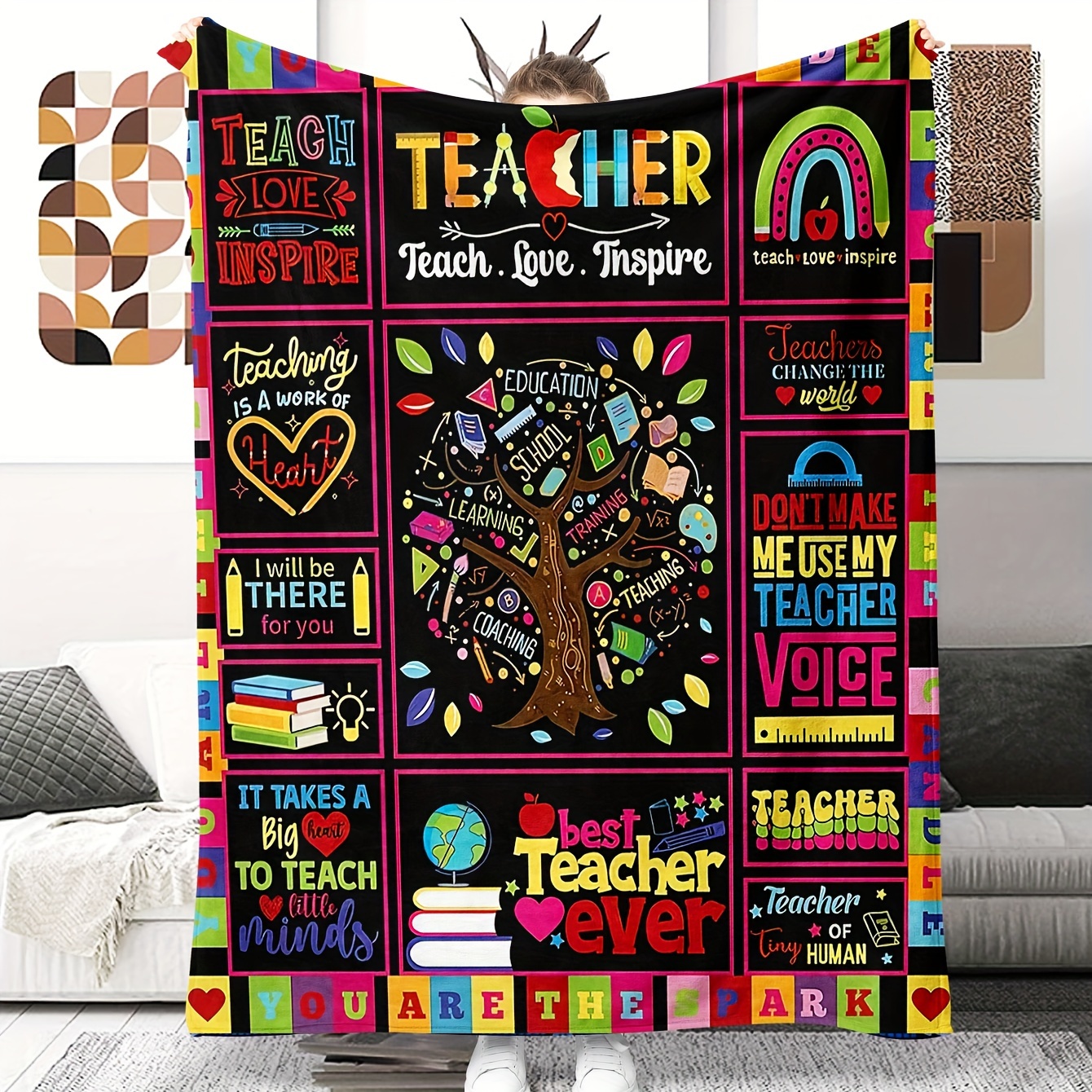 

1pc, Teacher Gifts For Women, Soft And Comfortable Teacher Blanket, Teacher Thank You Gift Blanket Wool Flannel, Teacher's Day Graduation Retirement Thank You Gift For The Mentor
