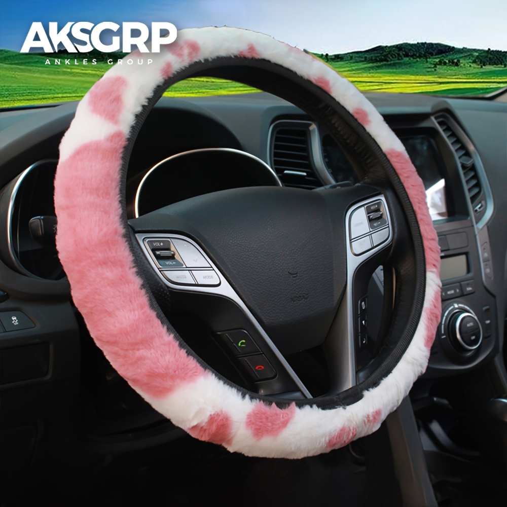 Heart Shape Cow Pattern Car Steering Wheel Cover Fashion Temu Canada