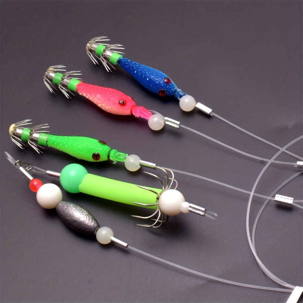 5pcs Luminous Squid bait String Fishhook, Fishing Tackle Supplies