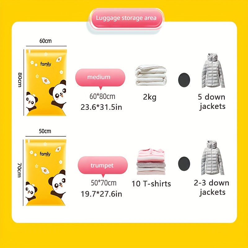 Cute Panda Vacuum Compression Storage Bag, Sealed Moving Bag For