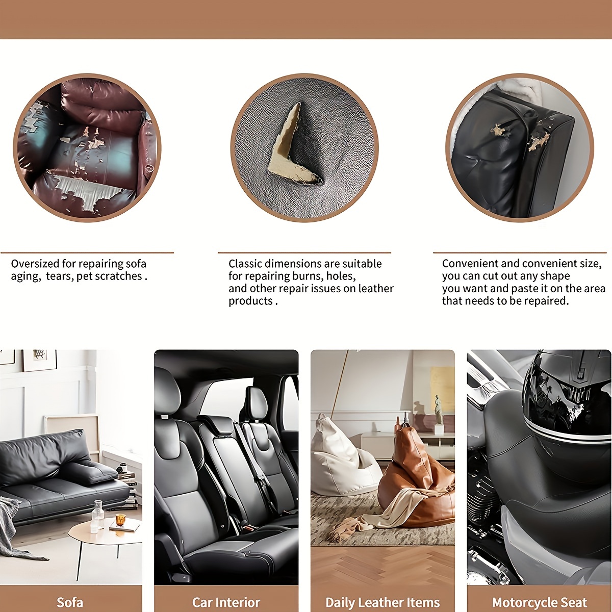 Self Adhesive Leather Repair Kit ,Furniture Car Seat,Motorcycle seat Large  Patch