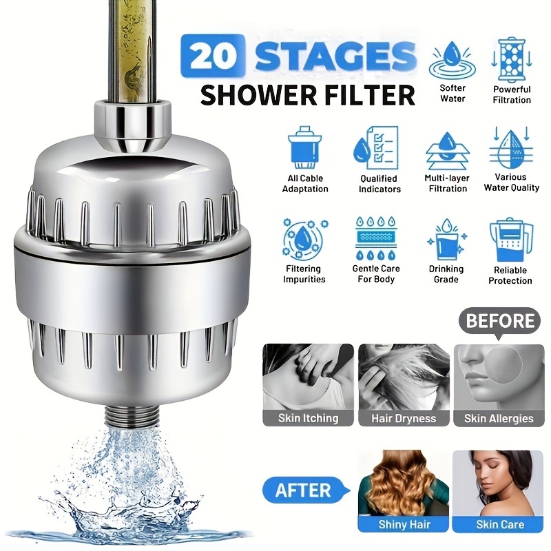AquaHomeGroup - Juego de regadera con filtro de lujo de 20 etapas, para  agua dura, elimina el cloro y las sustancias nocivas, filtro de regadera de
