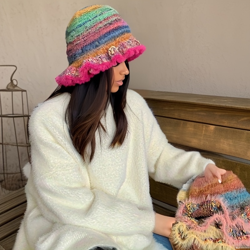 Women Boho Crochet Beanie bucket hat Light Weight Soft Breathable