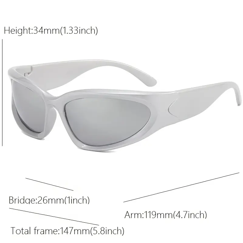 Wrap Around Y2k Sunglasses For Women Trendy Futuristic Sports Oval Shades  Stylish Design - Temu