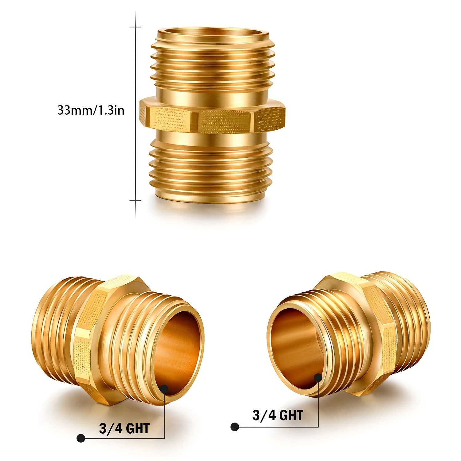 Ght Double Male Solid Brass Garden Hose Fittings Connectors - Temu Canada