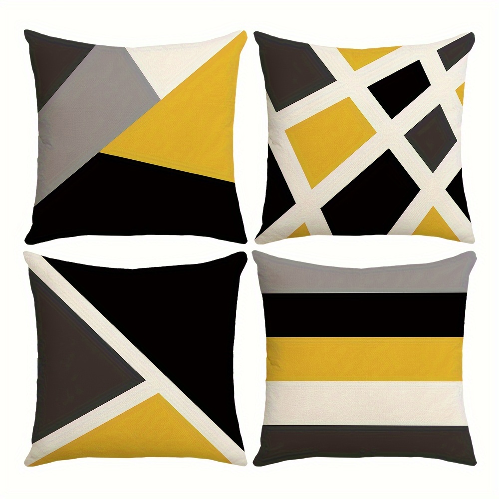 

4pcs Boho Throw Pillow Covers, Modern Abstract Stripe Simple Geometric Decorative Cushion Covers, Home Decor For Sofa Bedroom Office Car Farmhouse, 17.7*17.7 Inch, Without Pillow Cores