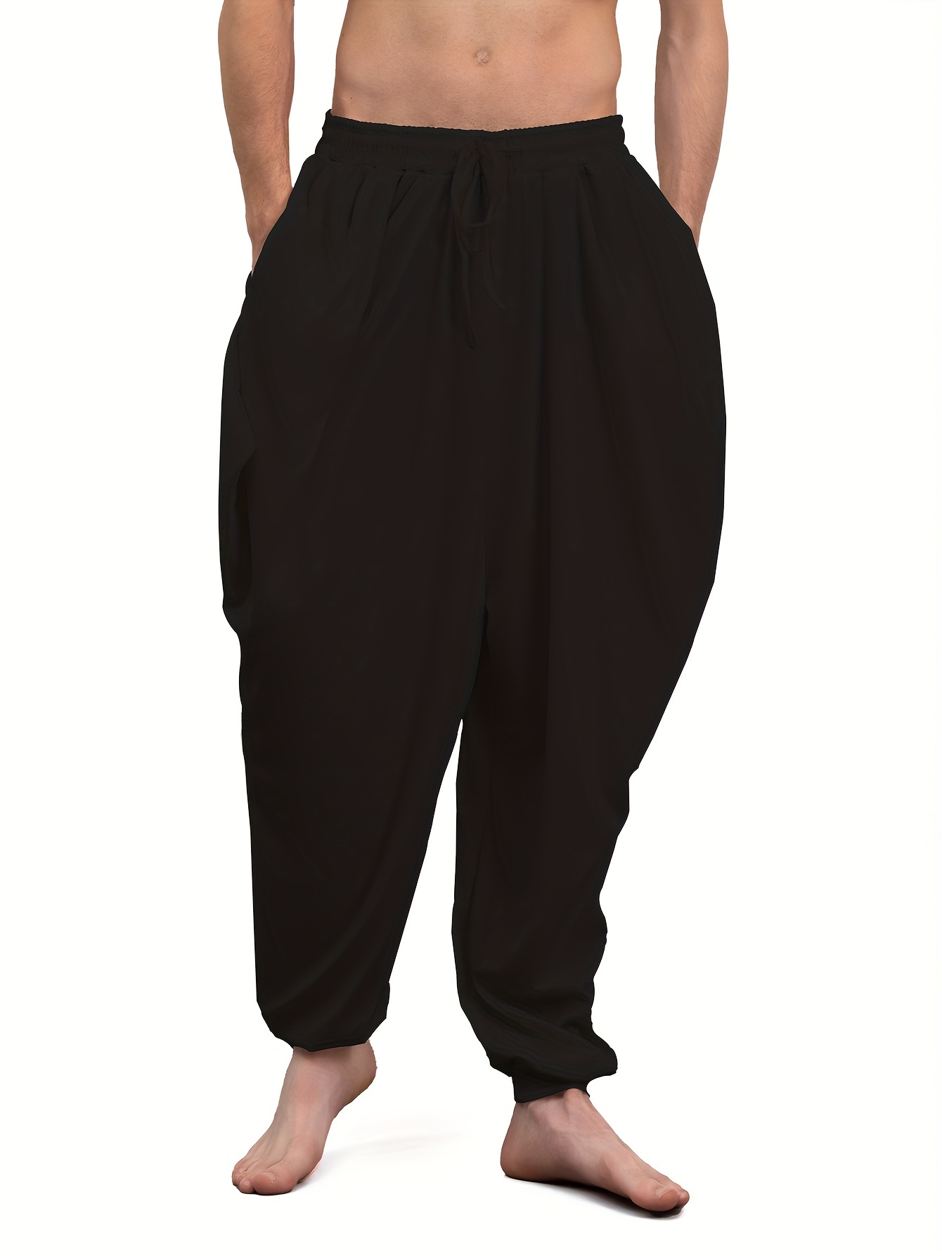 Loose-Fitting Designer Harem Pants Womans Black Balloon Pants in Black One  Size