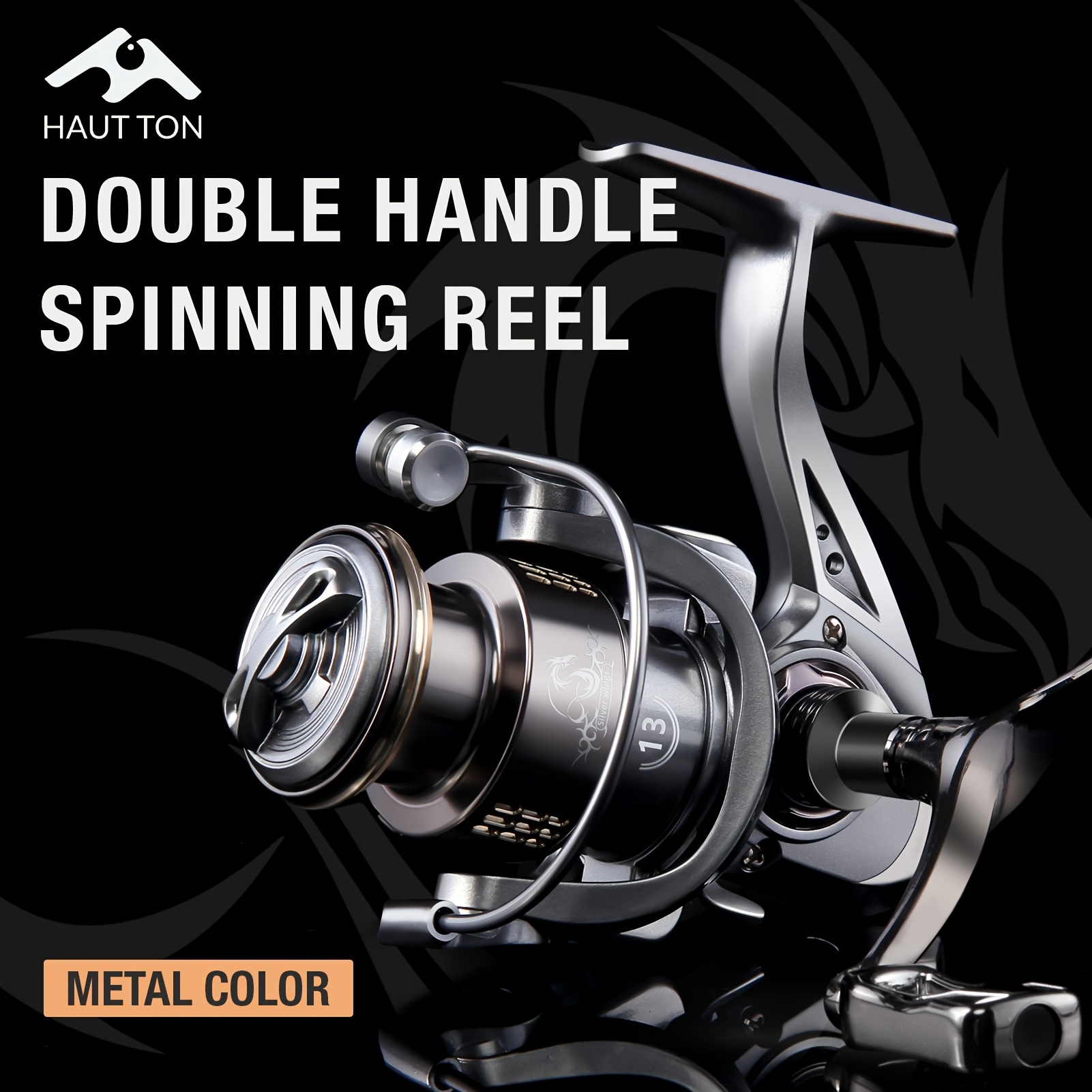 * SLIVER WINDS SPINNING FISHING REEL, 13 BB, 5.2:1Gear Ratio, 4-14Lb Max  Drag, Ultra Light, Include Blance Bar