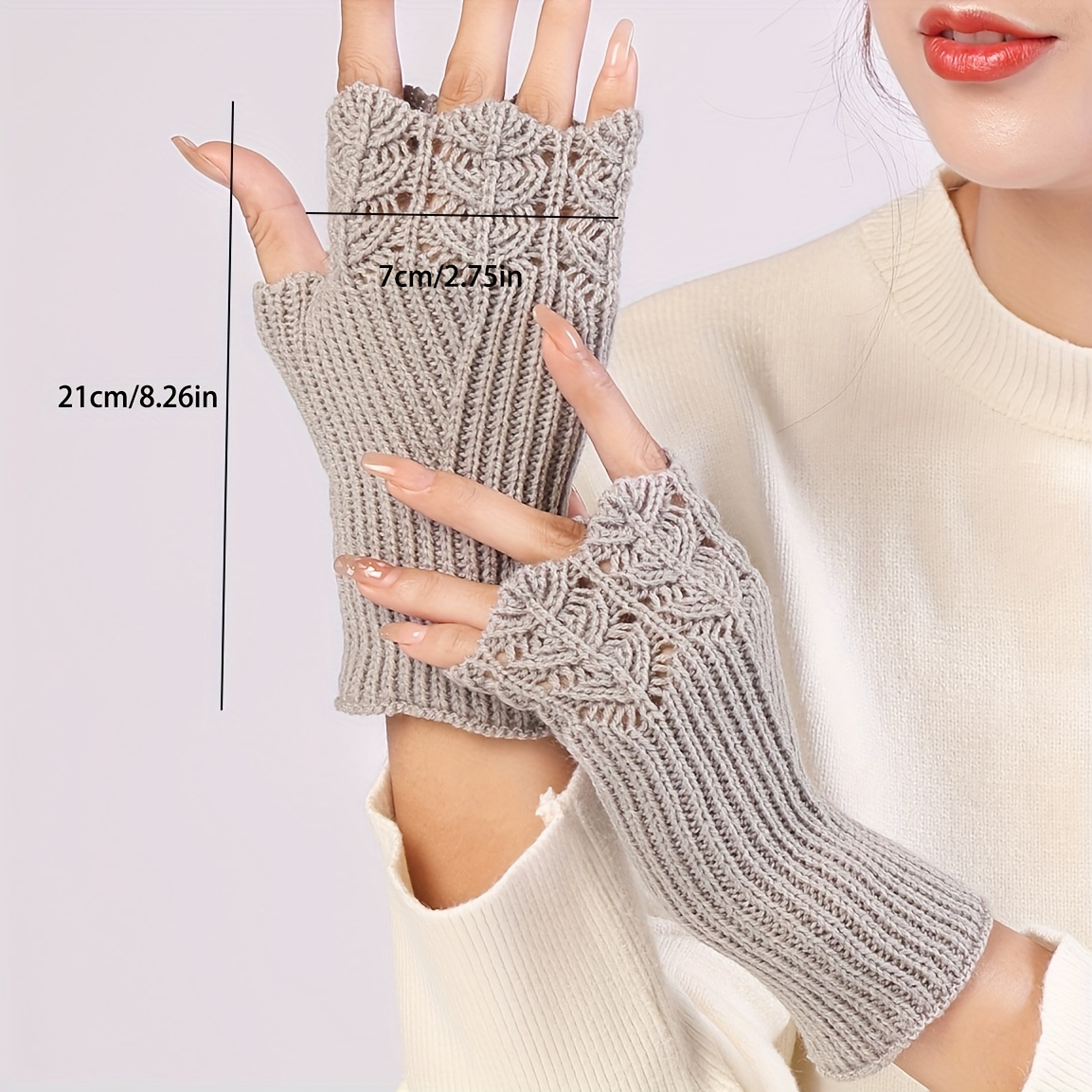 Knit Fingerless Gloves Solid Half finger Winter Warm Knitted - Temu