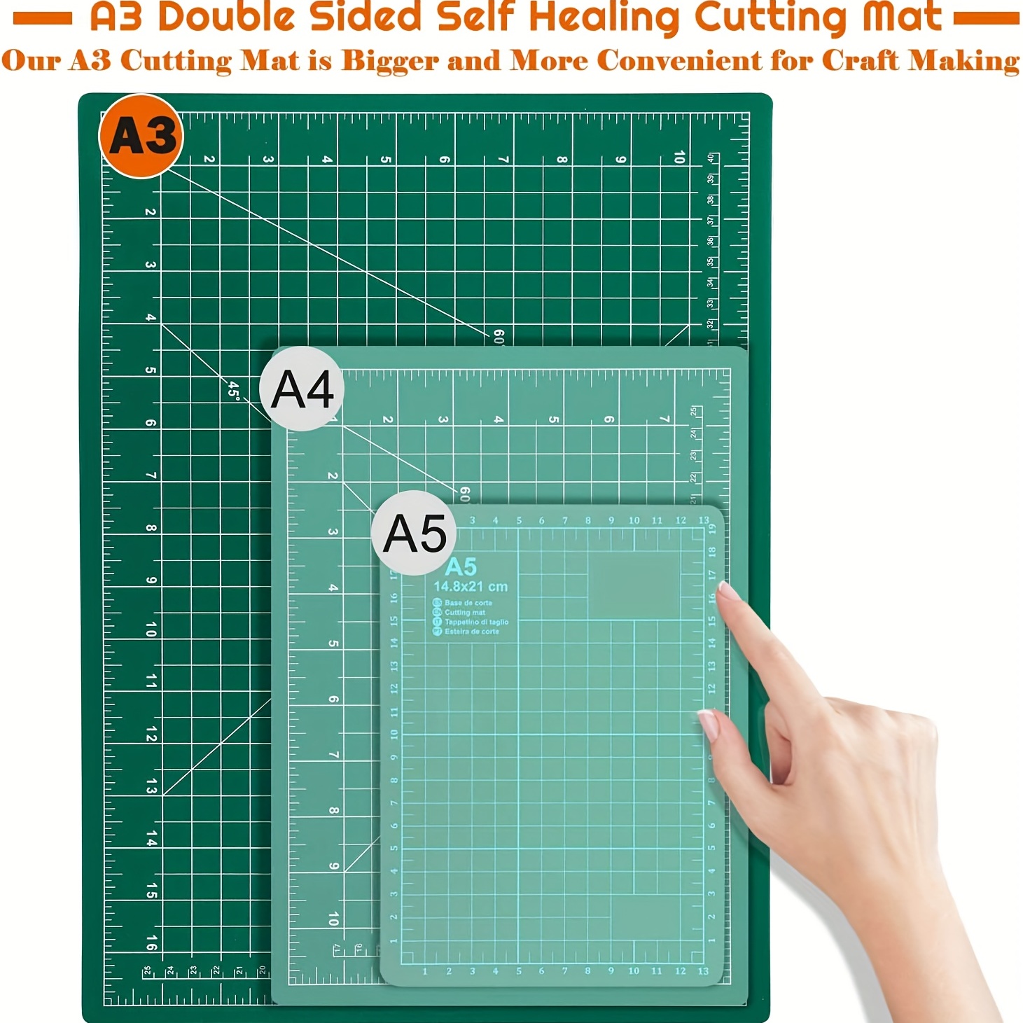 Ecraft Self Healing Cutting Mat: Double Sided 5-Ply Fabric Cutting Mat for Sewing, Quilting, Scrapbooking and All Arts &Craft Projects Gridded Rotary