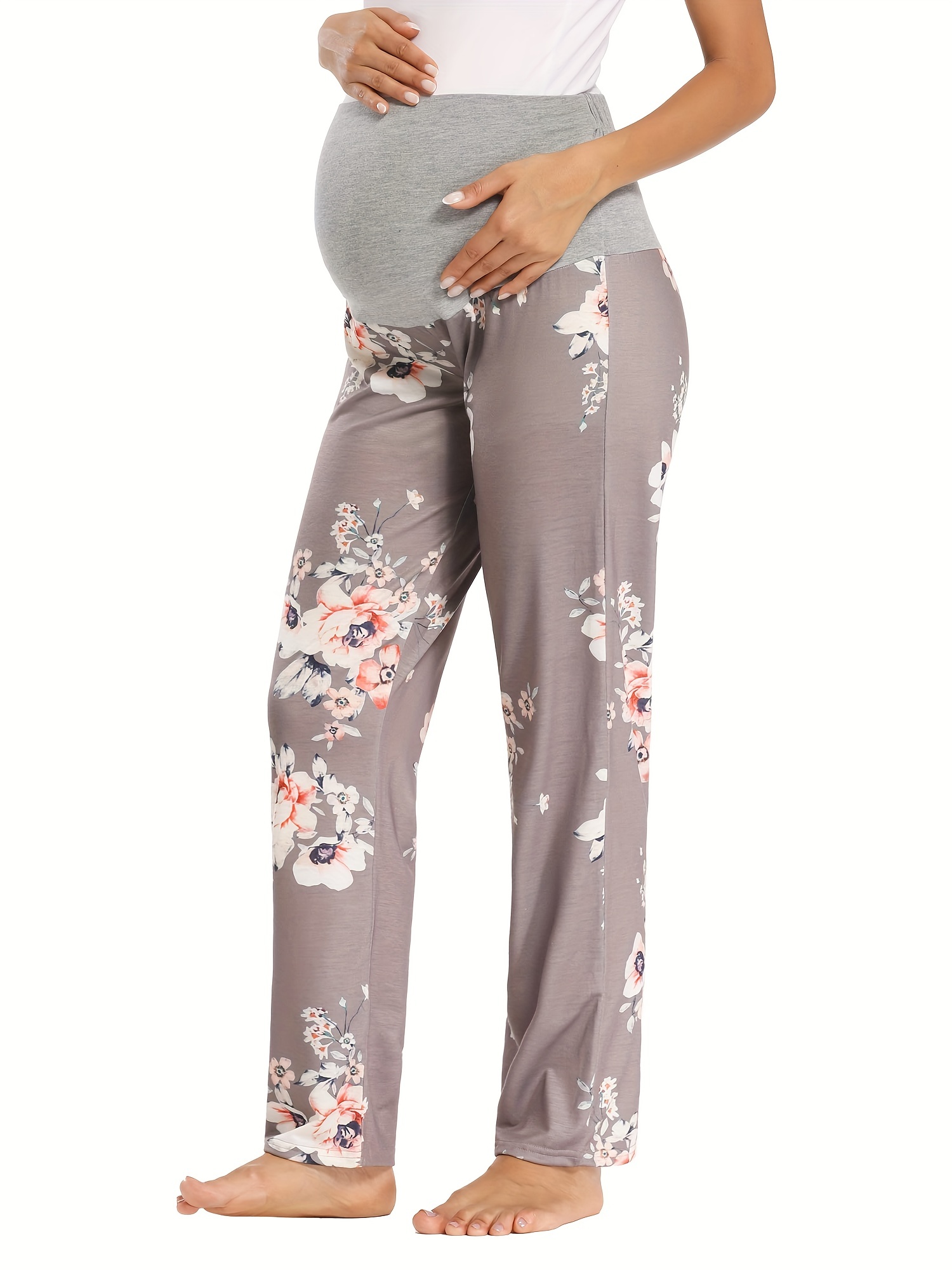 Women's Maternity Knitted Tummy Long Pants Loose High Waist - Temu