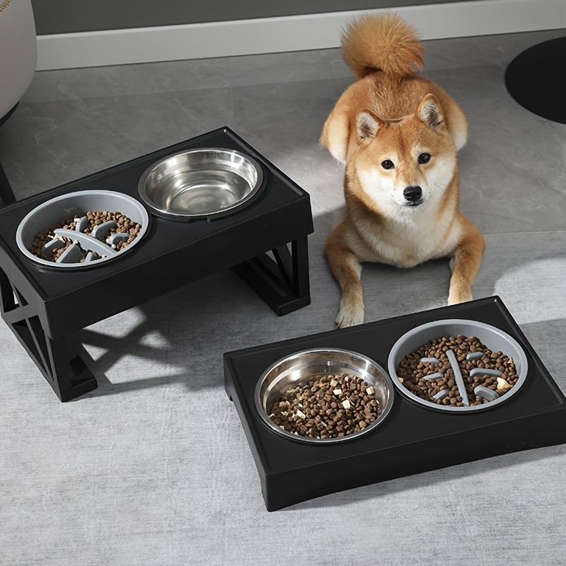 Elevated Dog Double Bowls With Non slip Stand - Temu