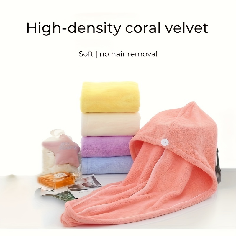 Asciugamano per asciugare i capelli 1pc con bottone, asciugamano per capelli  in microfibra, cappello per capelli asciutti super assorbente, cuffia per  capelli da bagno, accessori per il bagno - Temu Italy