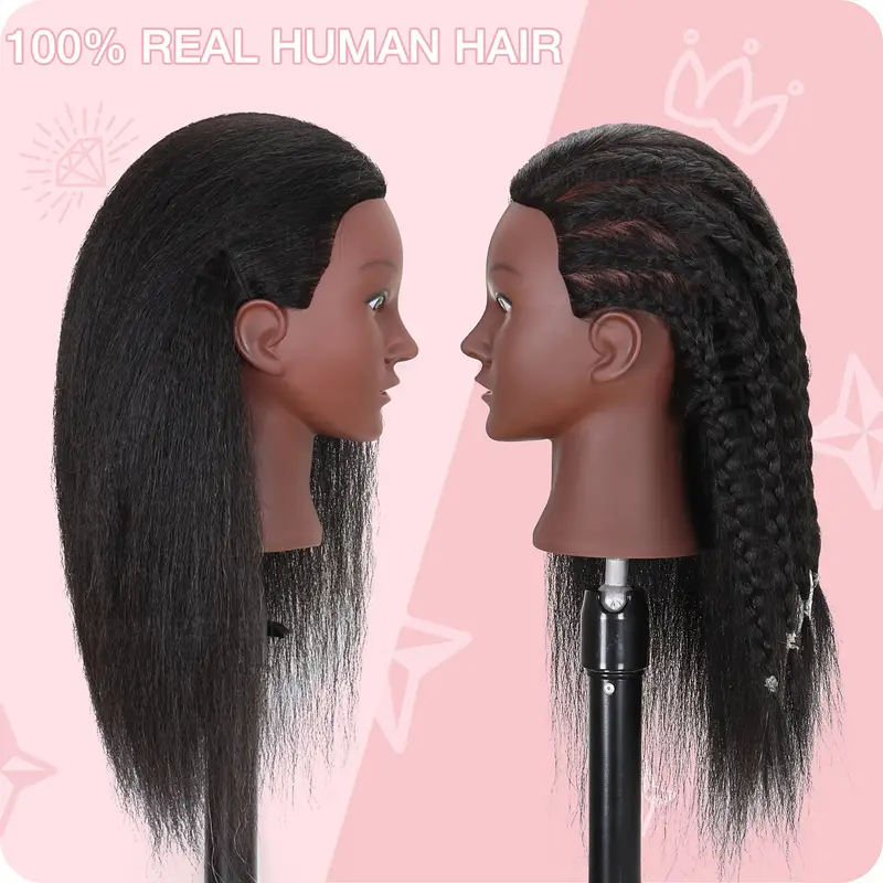 100% Real Hair Mannequin Head With Human Hair afro - Temu